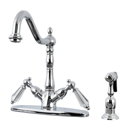 Kingston Brass KS1231WLLBS Mono Deck Mount Kitchen Faucet W/ Brass Sprayer, Chrome KS1231WLLBS